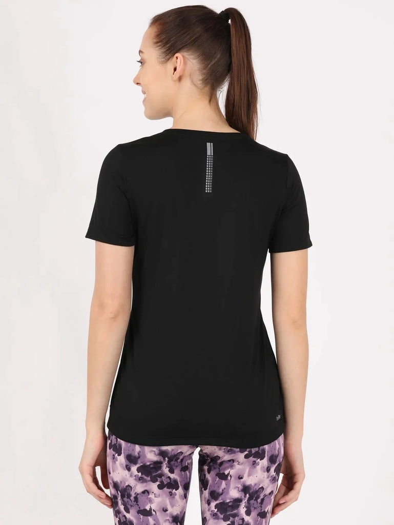 Black JOCKEY Women's Round Neck Half Sleeve T-Shirt