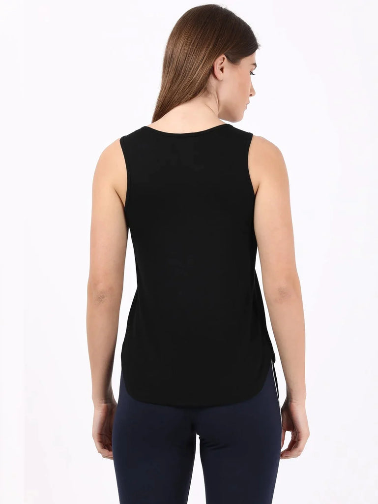 Black JOCKEY Women's Solid Curved Hem Styled Tank Top