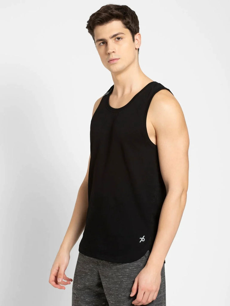 Black JOCKEY Men's Solid Low Neck Tank Top