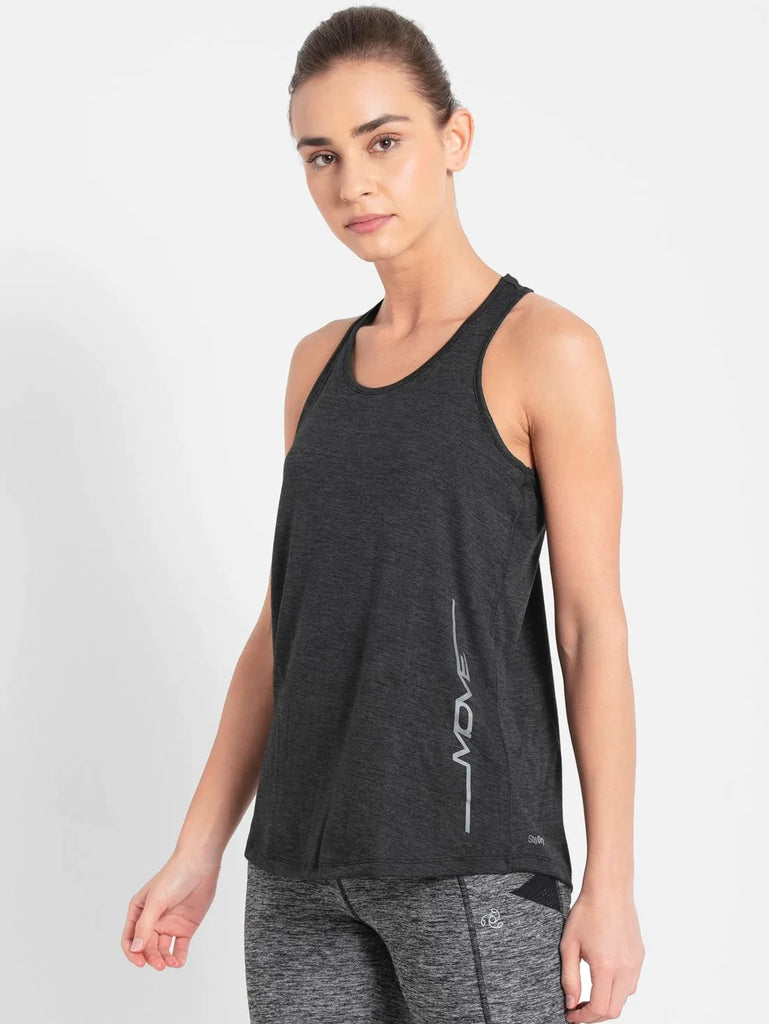 Black JOCKEY Women's Graphic Printed Racerback Tank Top