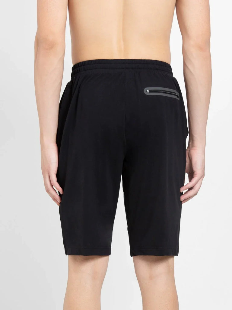 Black JOCKEY Men's Soft Touch Microfiber Straight Fit Solid Shorts 