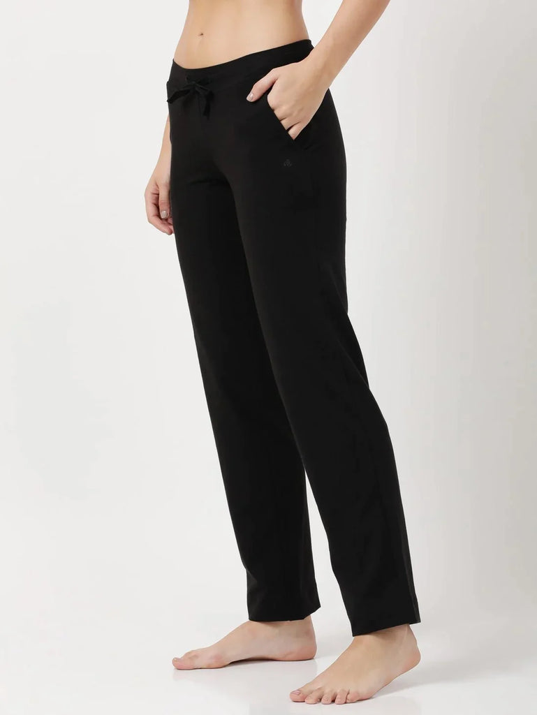 Black Relaxed Fit JOCKEY Women's Trackpants 