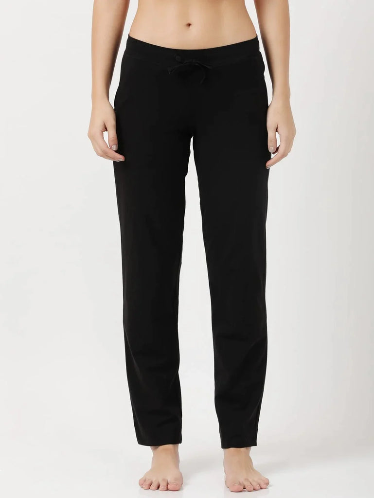 Black Relaxed Fit JOCKEY Women's Trackpants 