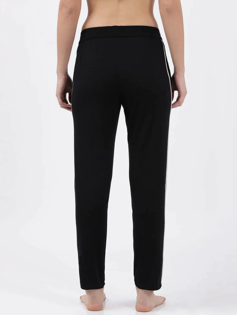 Black Super Combed Cotton Relaxed Fit JOCKEY Women's Trackpants