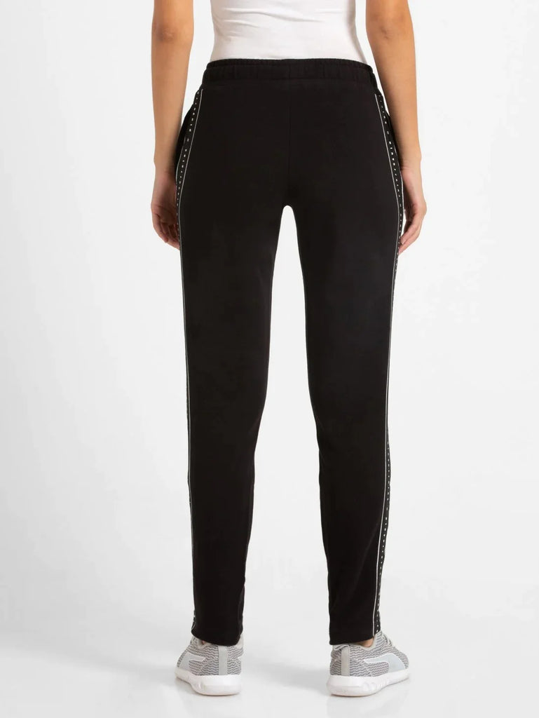 Black Straight Fit JOCKEY Women's Trackpants