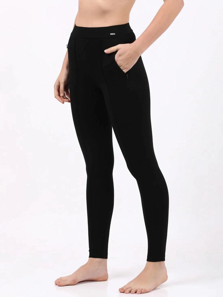 Black JOCKEY Women's Rayon Nylon Elastane Stretch Treggings.