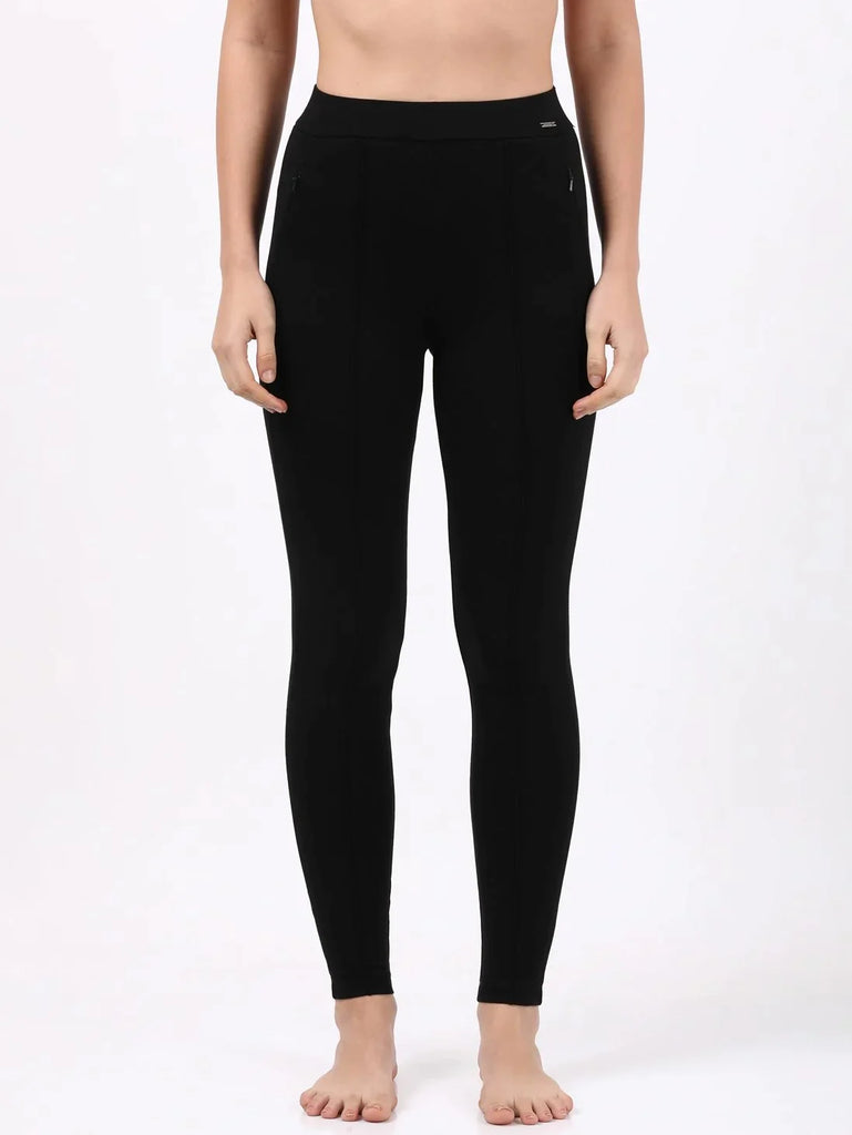 Black JOCKEY Women's Rayon Nylon Elastane Stretch Treggings.