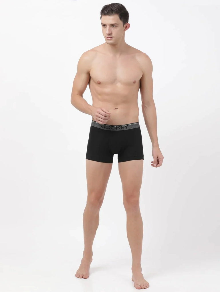 Black Jockey Cotton rib Solid Trunk Underwear For Men