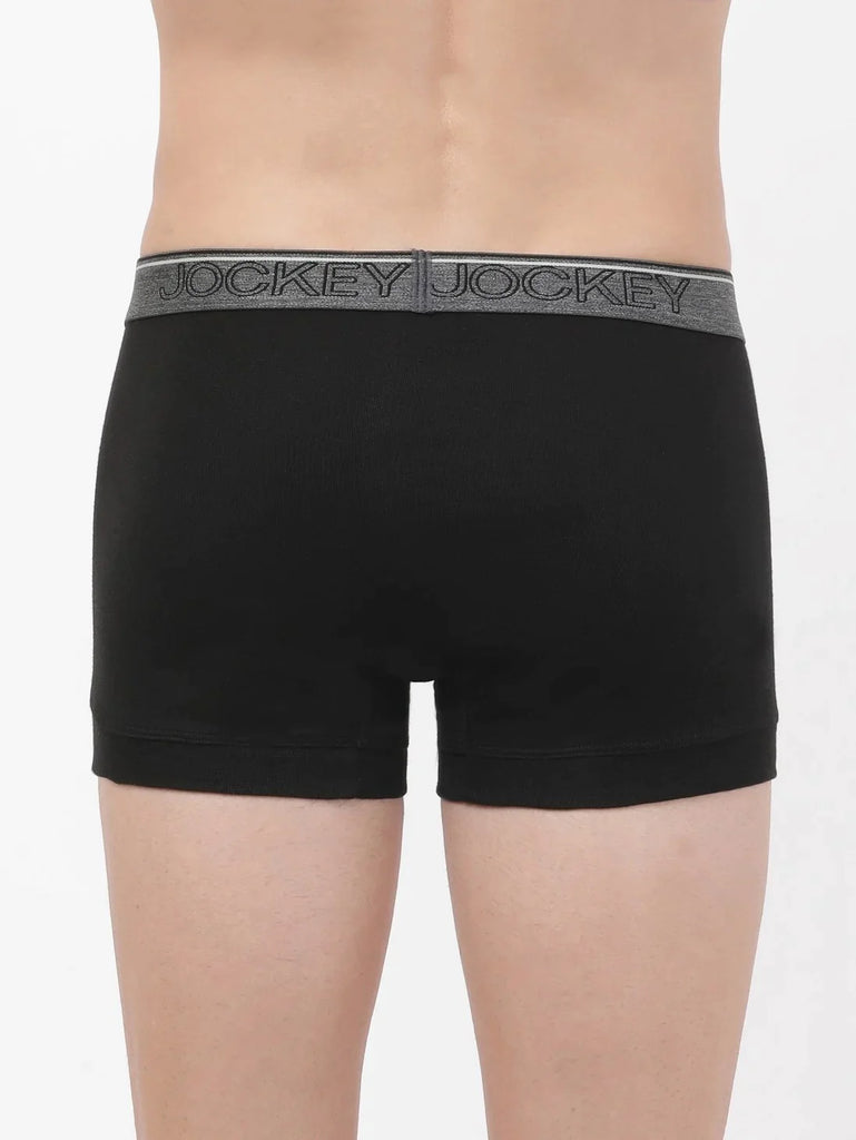 Black Jockey Cotton rib Solid Trunk Underwear For Men