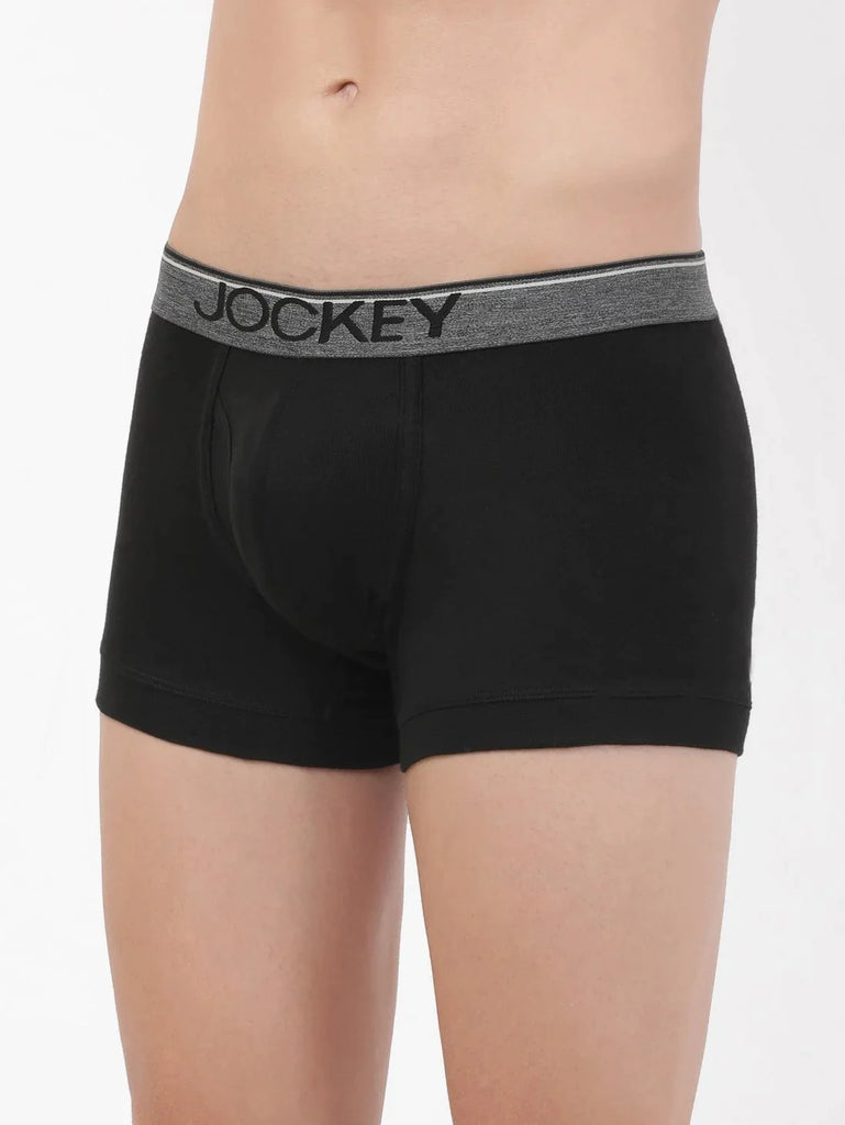 Black Jockey Cotton rib Solid Trunk Underwear For Men