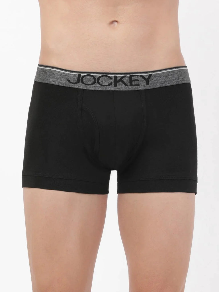 Black Jockey Cotton rib Solid Trunk Underwear For Men