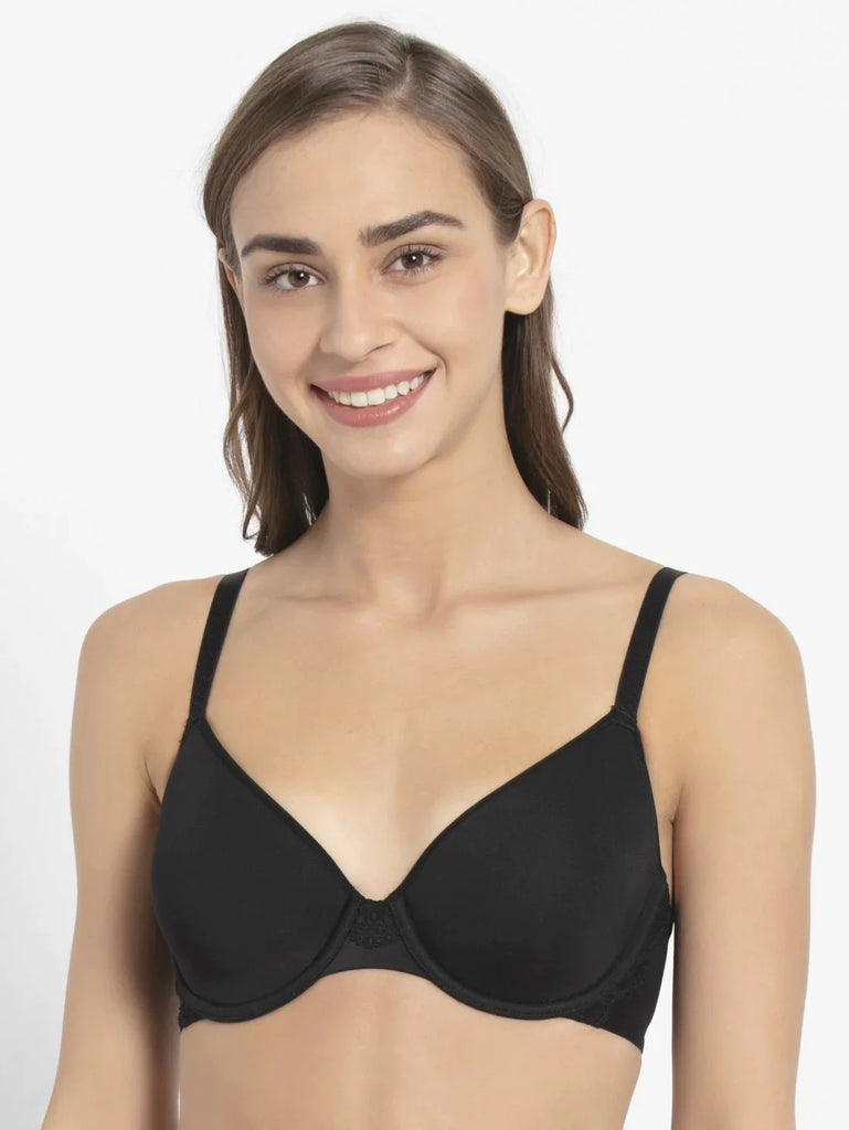 Black JOCKEY Women's Under-Wired Padded Full Coverage T-Shirt Bra