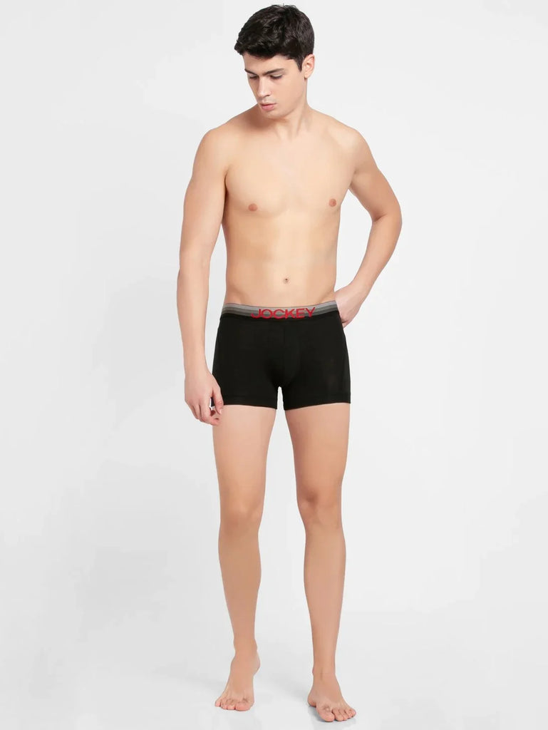 Black Jockey Elastane Stretch Solid Trunk Underwear For Men