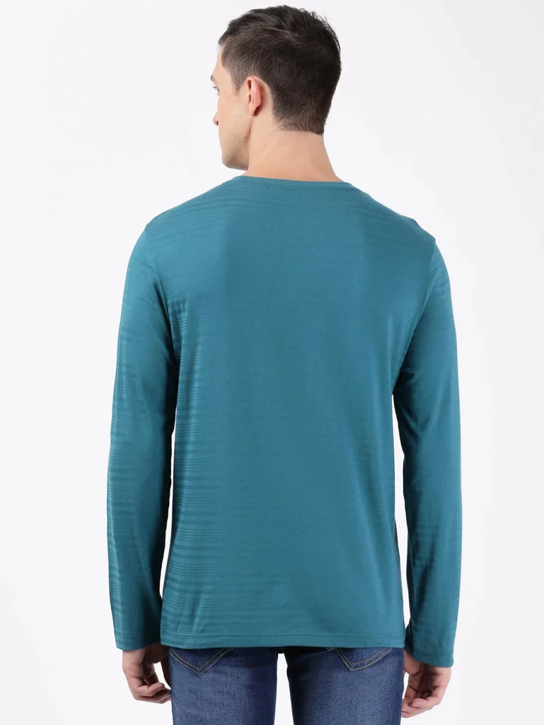 Blue Coral JOCKEY Men's Solid Round Neck Full Sleeve T-Shirt