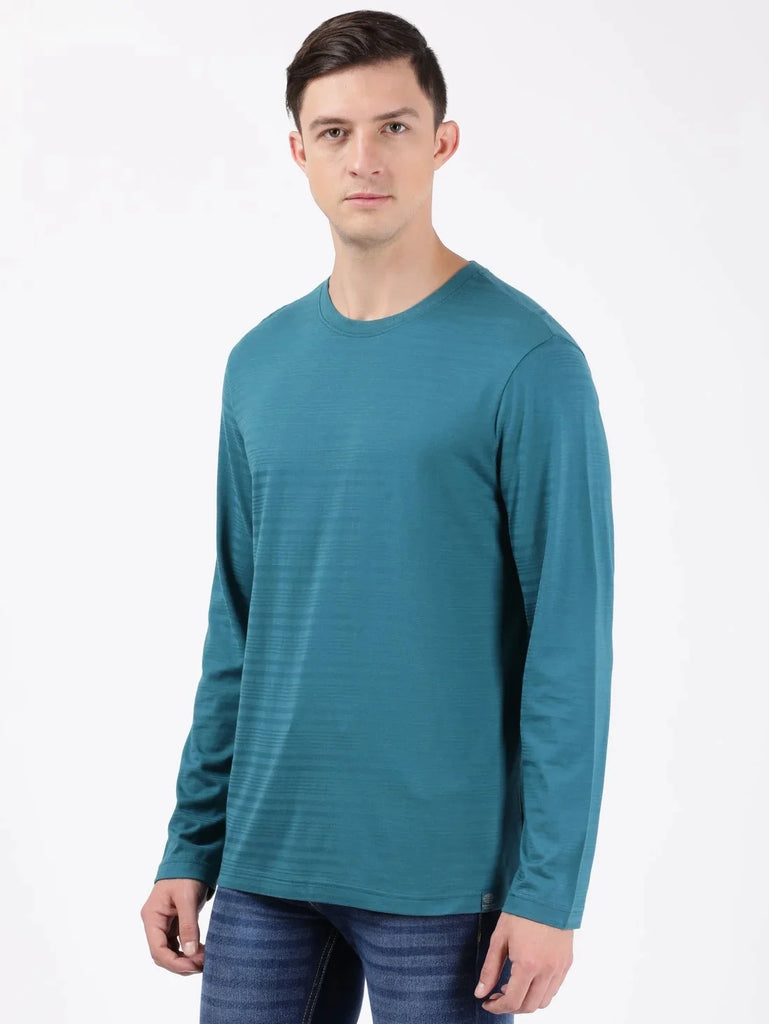 Blue Coral JOCKEY Men's Solid Round Neck Full Sleeve T-Shirt