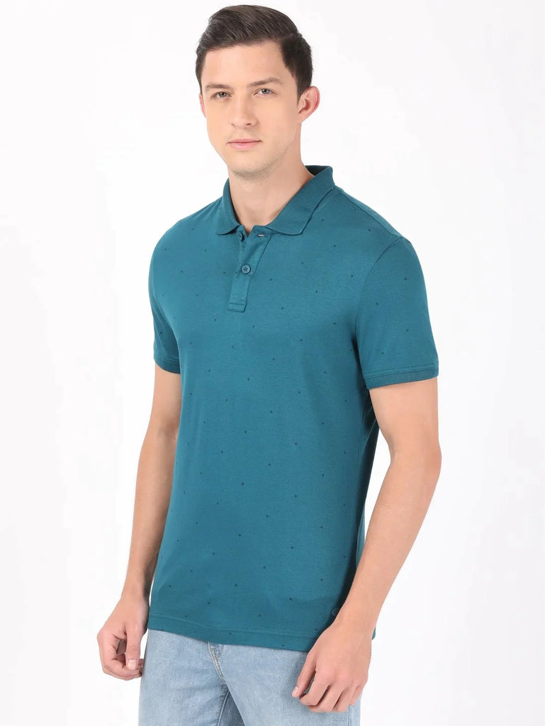 Blue Coral JOCKEY Men's Printed Half Sleeve Polo T-Shirt