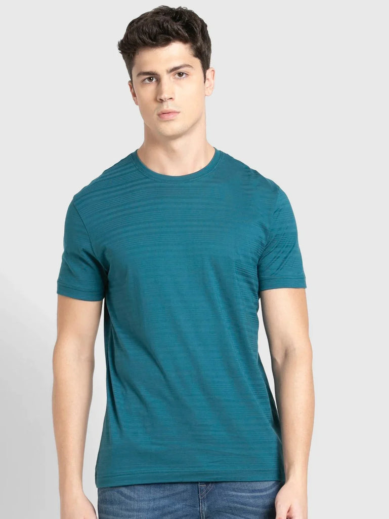 Blue Coral JOCKEY Men's Solid Round Neck Half Sleeve T-Shirt