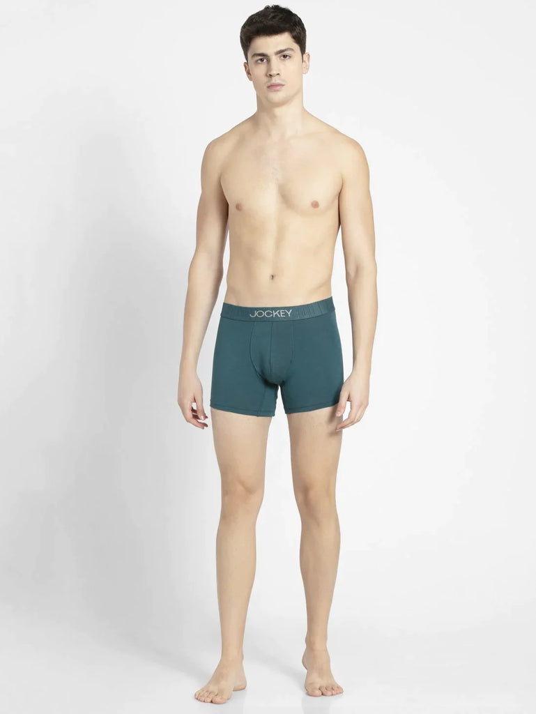 Blue Coral Jockey Supima Cotton Elastane Stretch Solid Trunk Underwear For Men