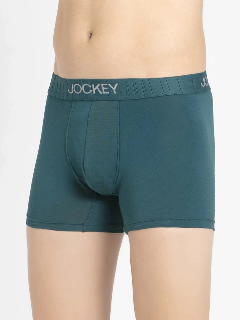 Blue Coral Jockey Supima Cotton Elastane Stretch Solid Trunk Underwear For Men