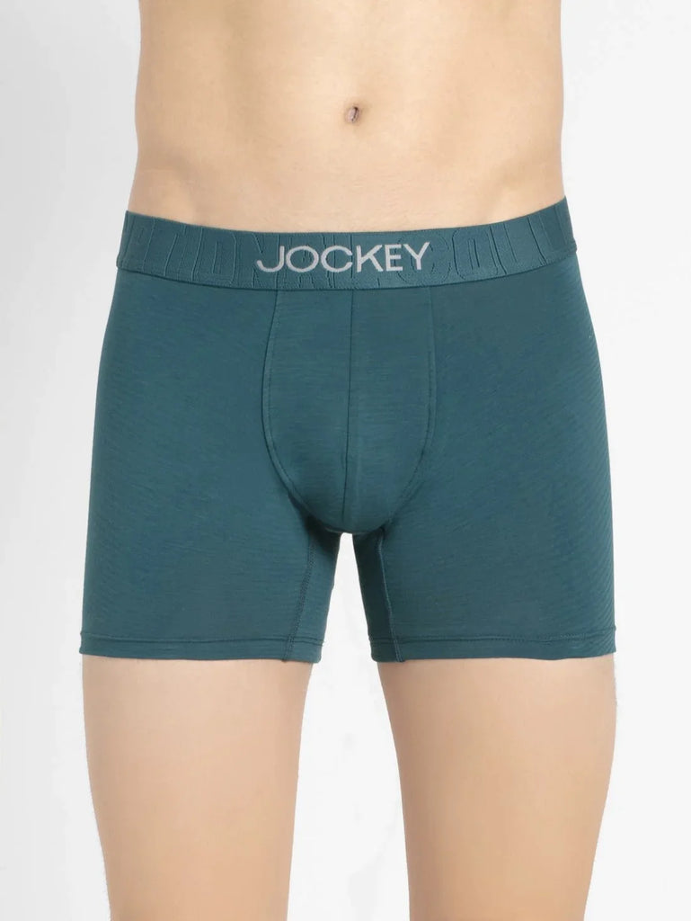 Blue Coral Jockey Supima Cotton Elastane Stretch Solid Trunk Underwear For Men