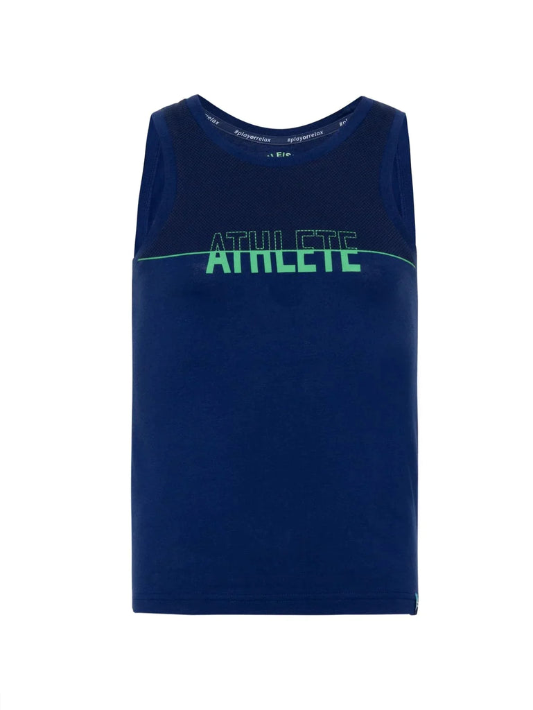 Blue Depth Printed Jockey Boy's Super Combed Cotton Tank Top