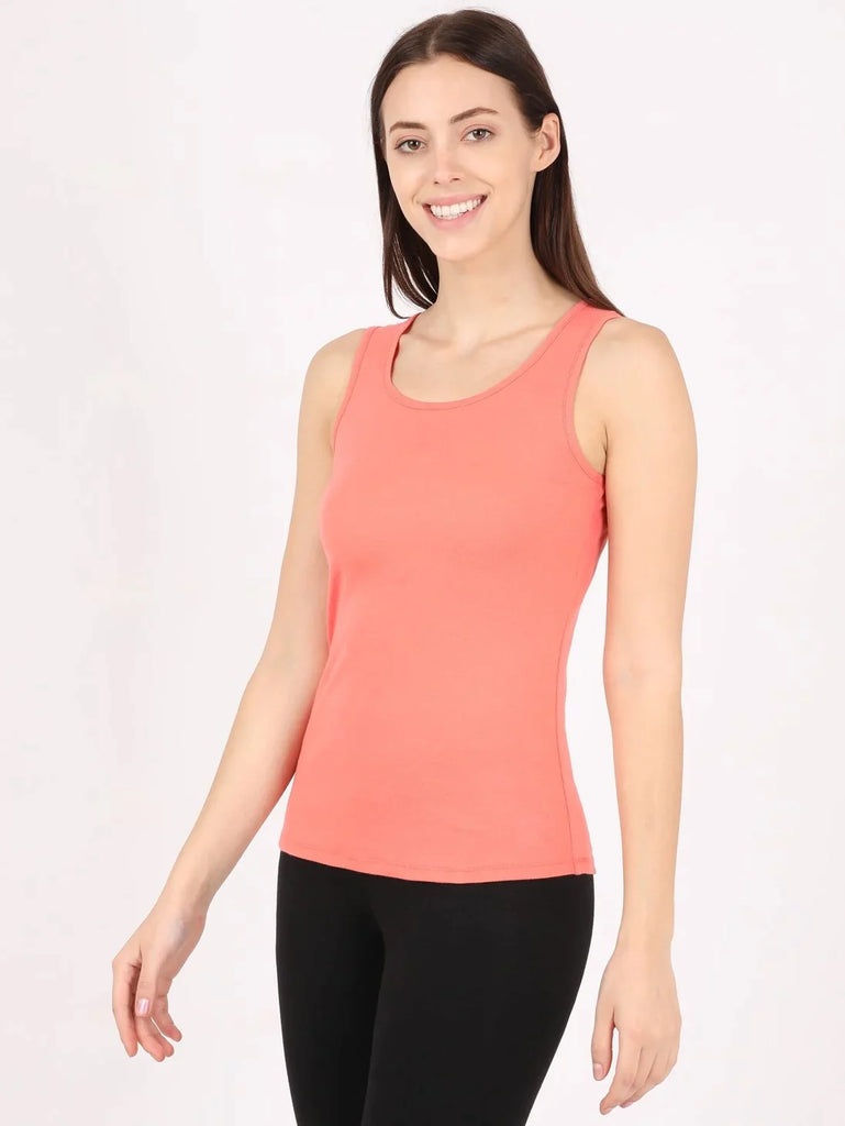 Blush Pink JOCKEY Women's Slim Fit Solid Tank Top