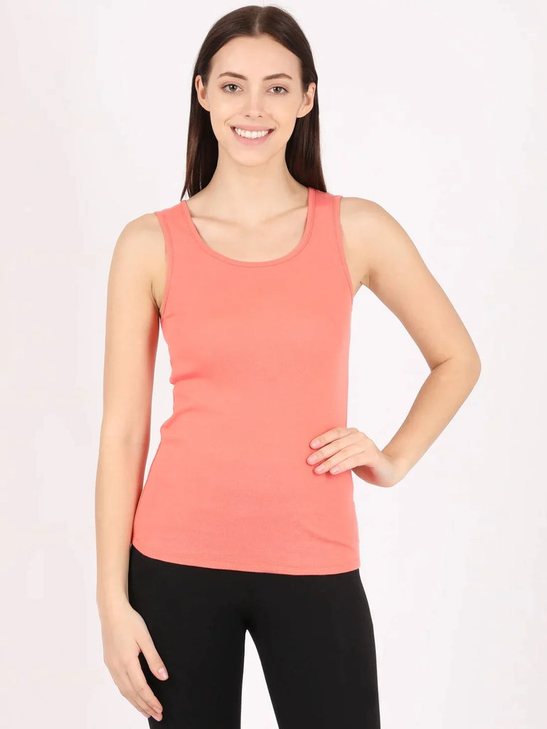 Blush Pink JOCKEY Women's Slim Fit Solid Tank Top