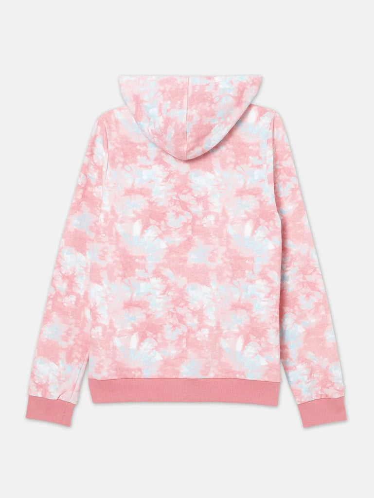 Brandied Apricot AOP JOCKEY Girls Full Sleeve Hoodie Jacket 