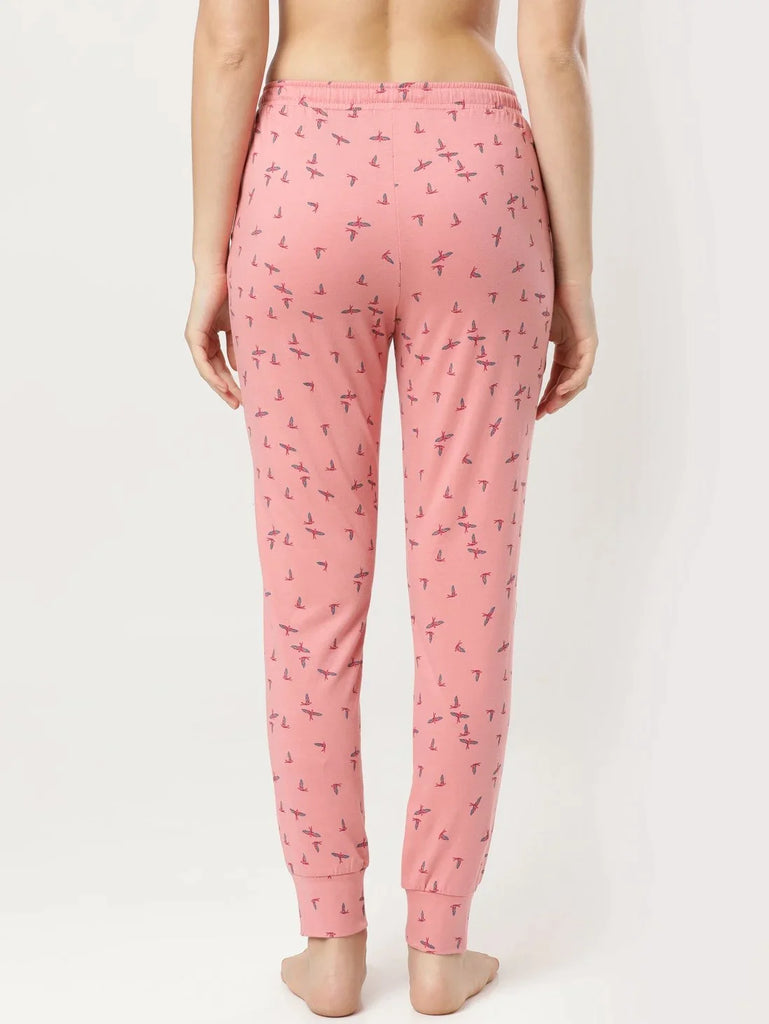 Brandied Apricot JOCKEY Women's Relaxed Fit Cuffed Hem Styled Printed Pyjama.