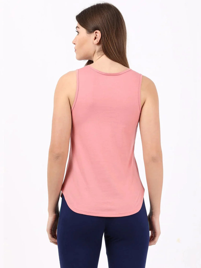 Brandied Apricot  JOCKEY Women's Solid Curved Hem Styled Tank Top