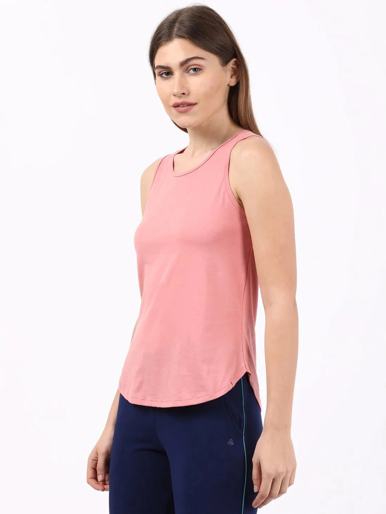 Brandied Apricot  JOCKEY Women's Solid Curved Hem Styled Tank Top