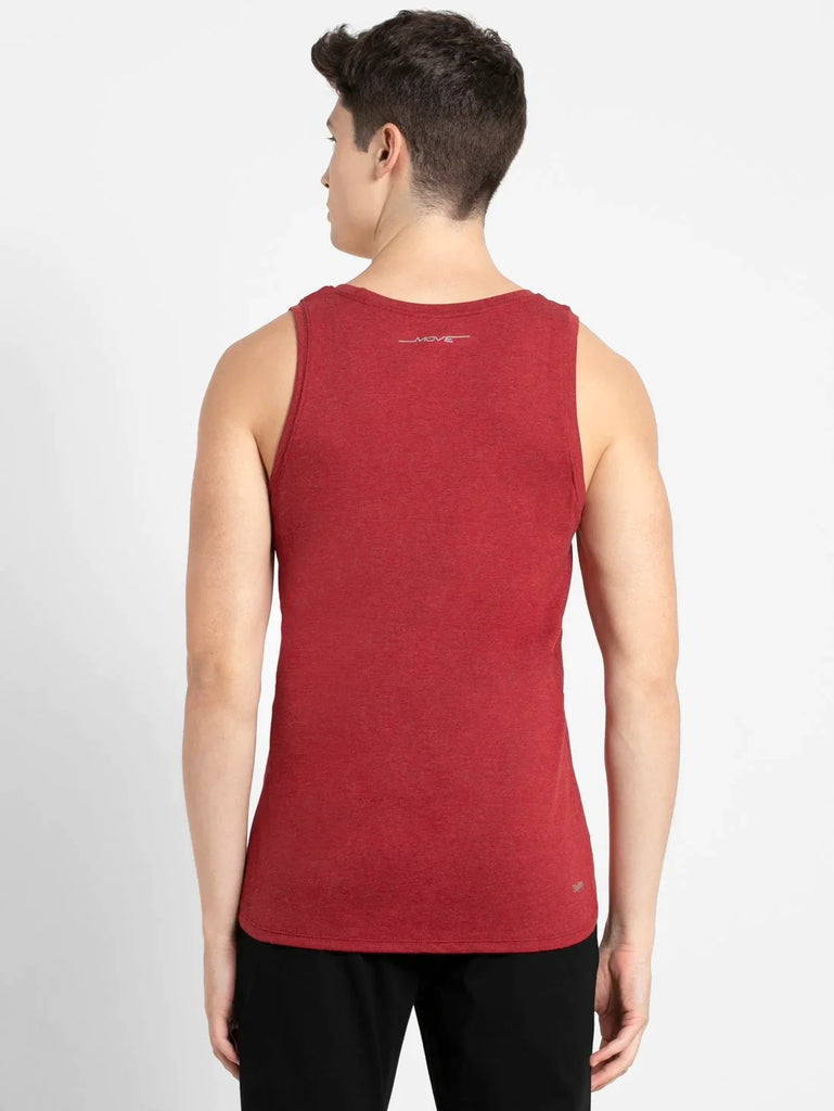 Bric Red Melange JOCKEY Men's Solid Low Neck Tank Top