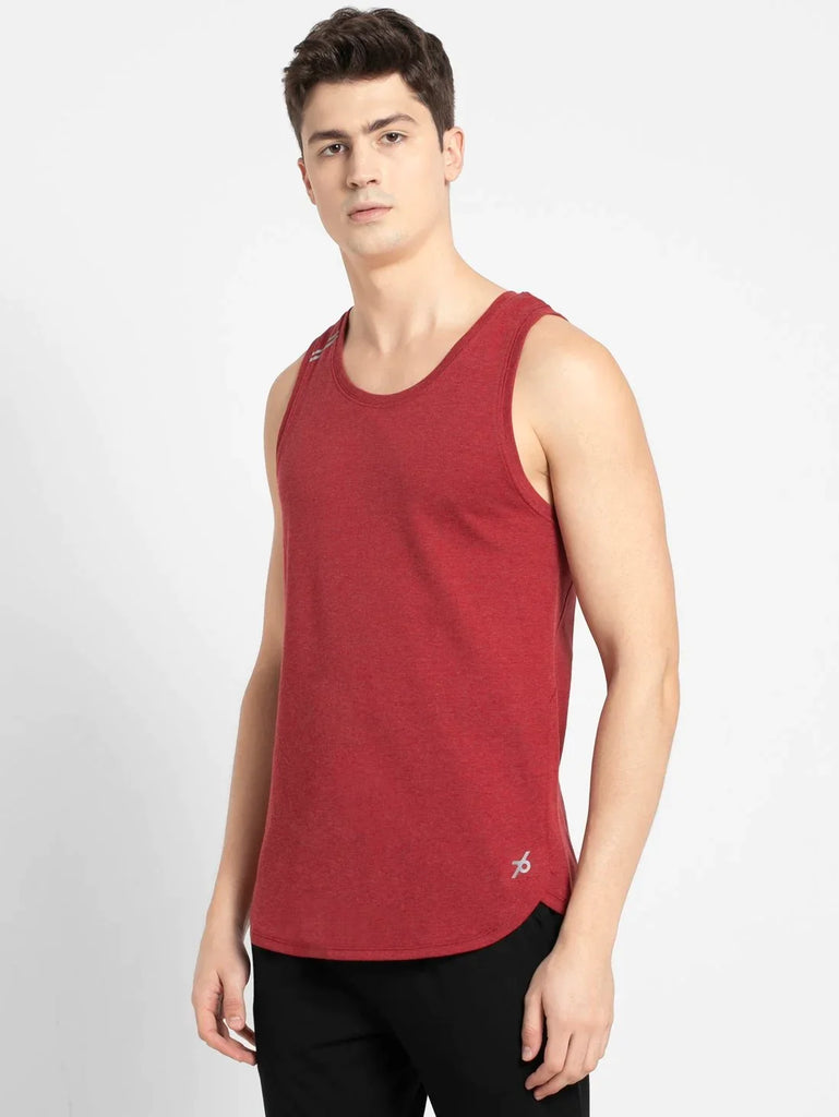 Bric Red Melange JOCKEY Men's Solid Low Neck Tank Top