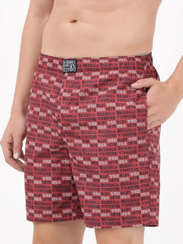 Brick Red JOCKEY Men's Printed Boxer Shorts