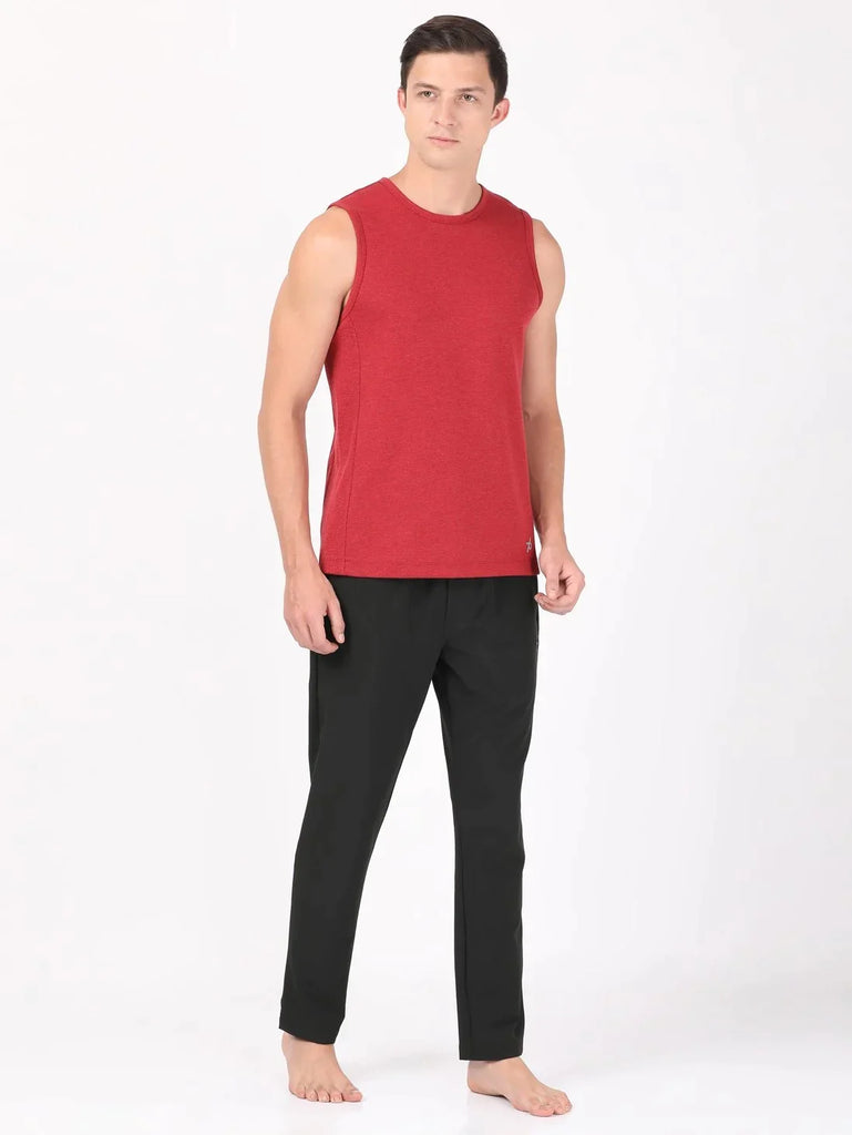 Brick Red Melange JOCKEY Men's Round Neck Half Sleeve T-Shirt