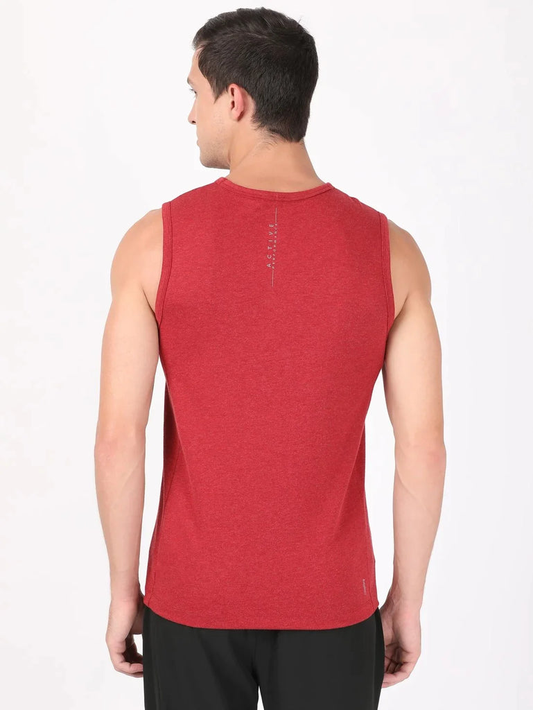 Brick Red Melange JOCKEY Men's Round Neck Half Sleeve T-Shirt