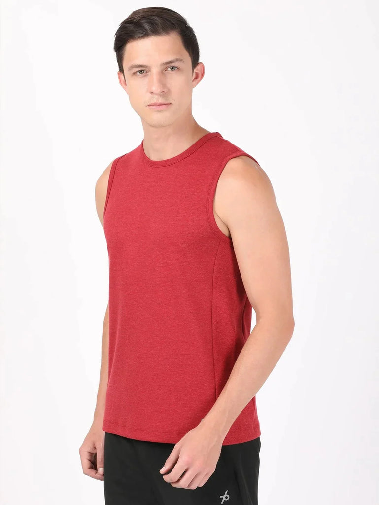 Brick Red Melange JOCKEY Men's Round Neck Half Sleeve T-Shirt