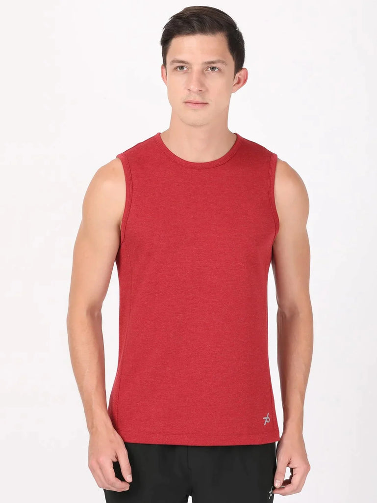 Brick Red Melange JOCKEY Men's Round Neck Half Sleeve T-Shirt