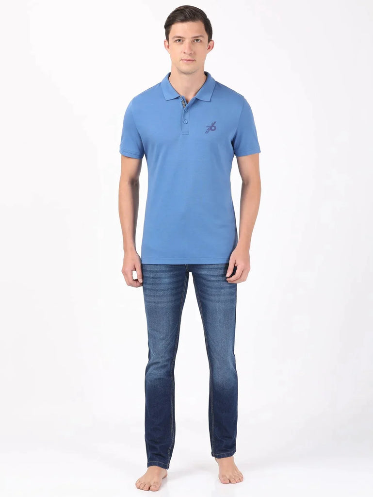 Bright Cobalt JOCKEY Men's Solid Half Sleeve Polo T-Shirt