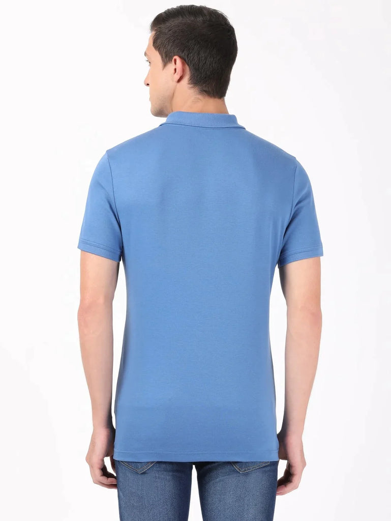 Bright Cobalt JOCKEY Men's Solid Half Sleeve Polo T-Shirt