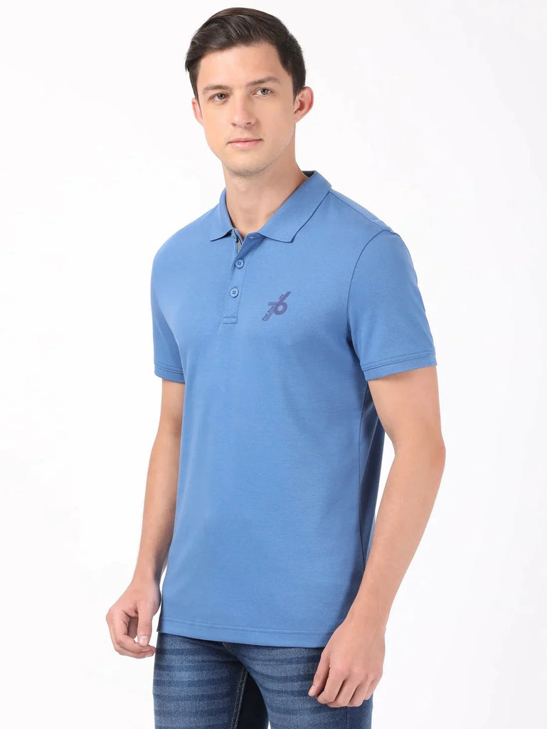 Bright Cobalt JOCKEY Men's Solid Half Sleeve Polo T-Shirt