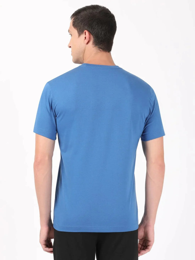 Bright Cobalt JOCKEY Men's Printed Round Neck Half Sleeve T-Shirt