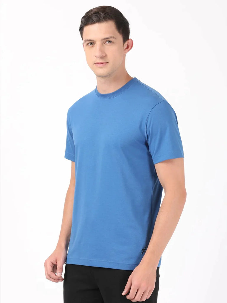 Bright Cobalt JOCKEY Men's Printed Round Neck Half Sleeve T-Shirt