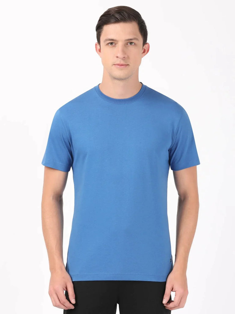 Bright Cobalt JOCKEY Men's Printed Round Neck Half Sleeve T-Shirt