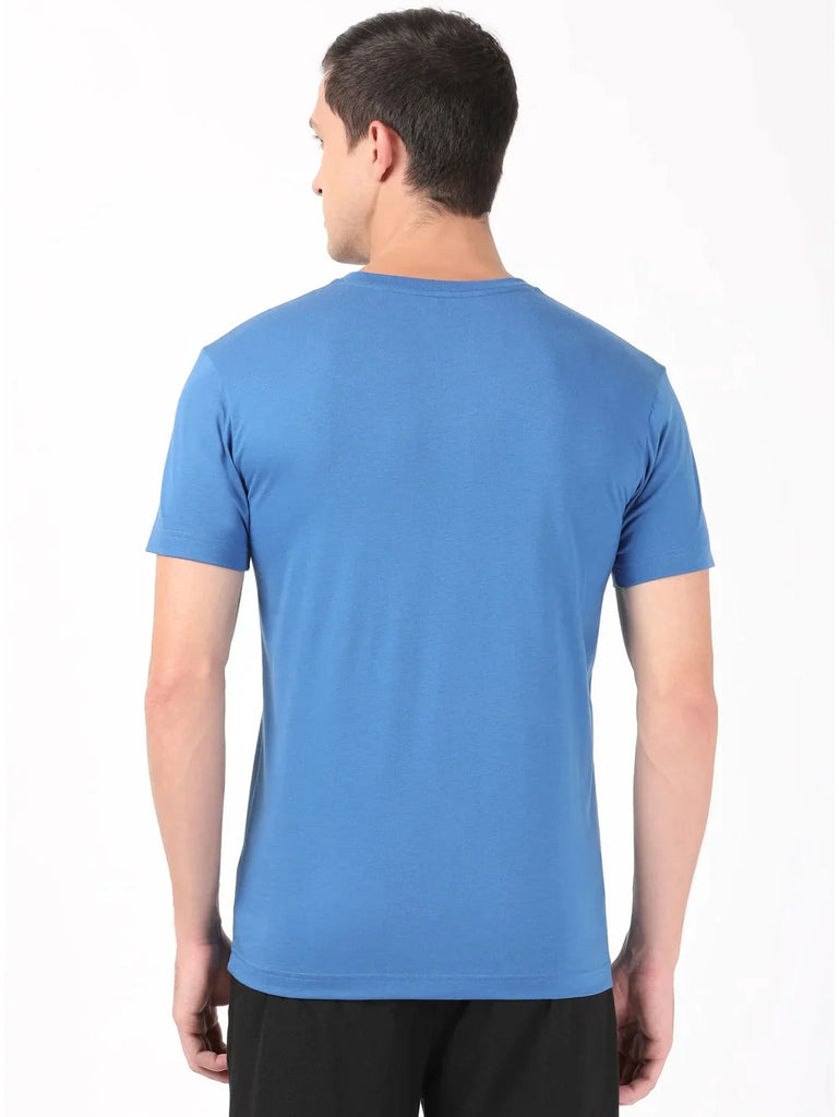 Bright Cobalt JOCKEY Men's Solid V Neck Half Sleeve T-Shirt