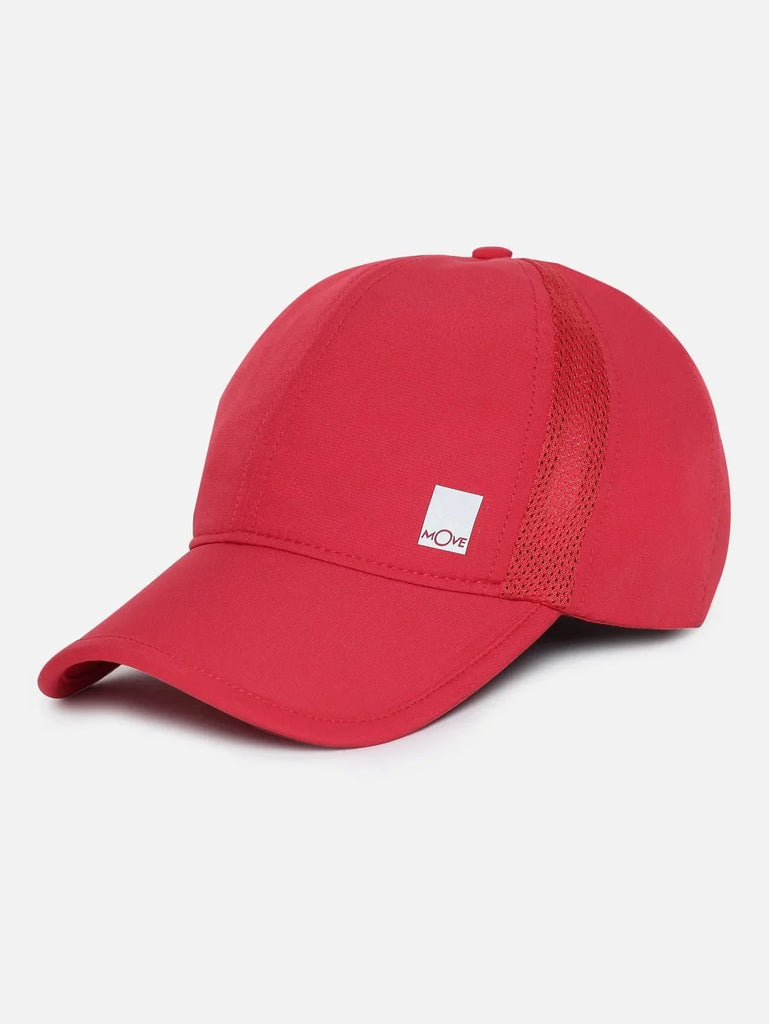 Bright Red Polyester Solid Cap with Adjustable Back Closure