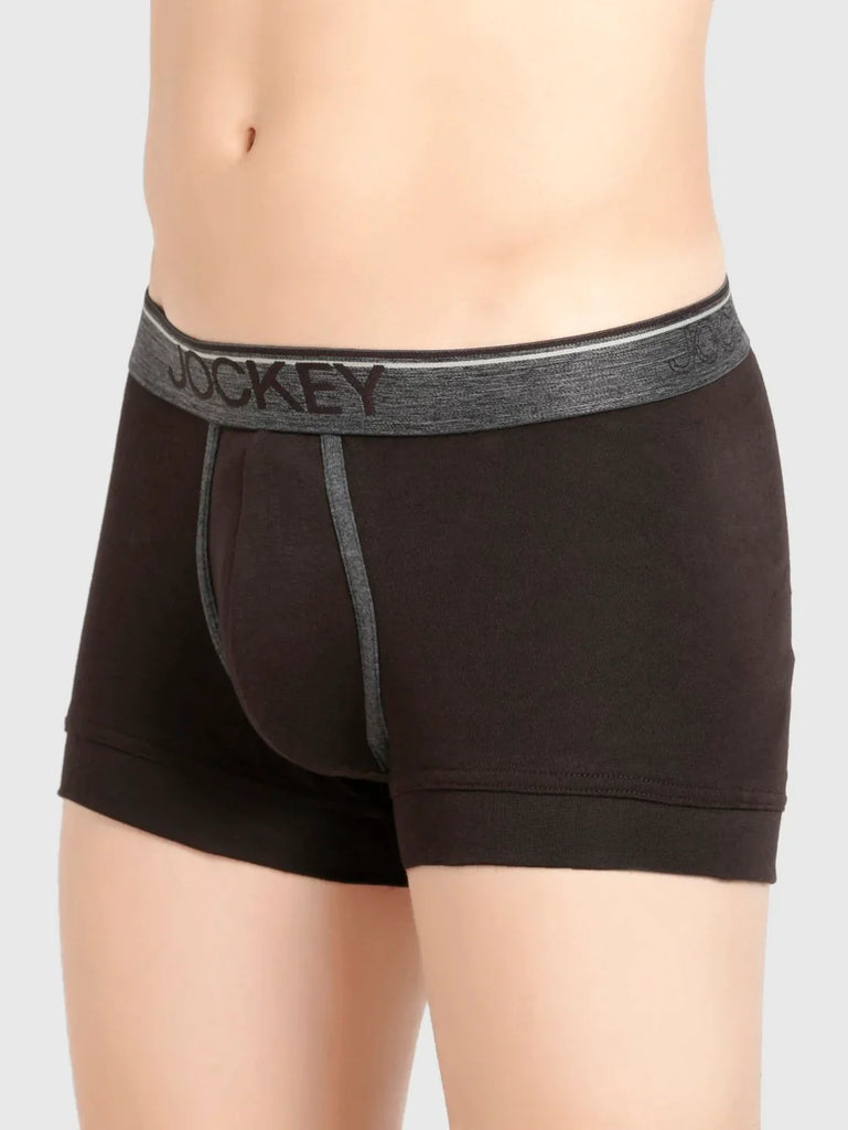 Brown Jockey Cotton rib Solid Trunk Underwear For Men