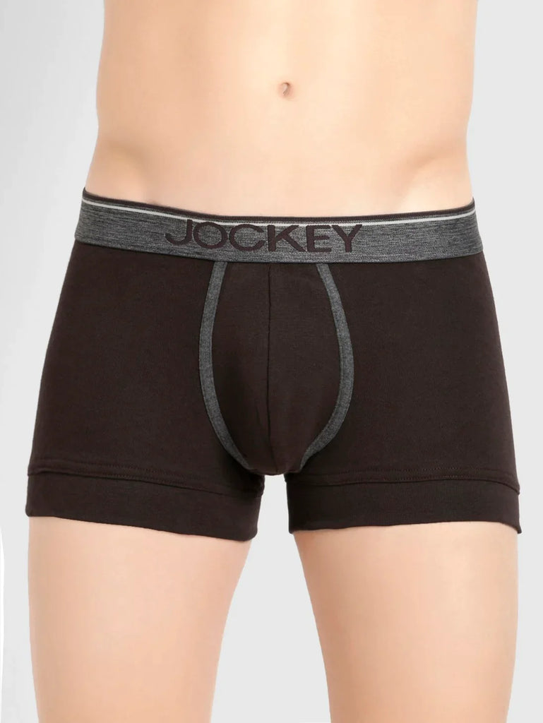 Brown Jockey Cotton rib Solid Trunk Underwear For Men