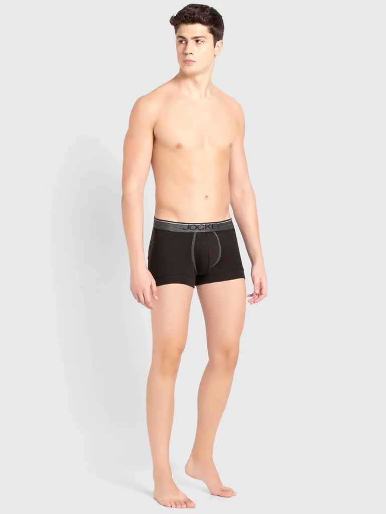 Brown Jockey Cotton rib Solid Trunk Underwear For Men