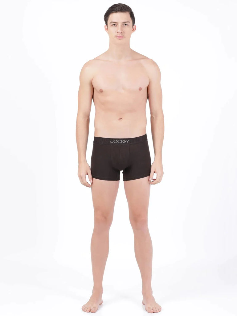 Brown Jockey Supima Cotton Elastane Stretch Solid Trunk Underwear For Men